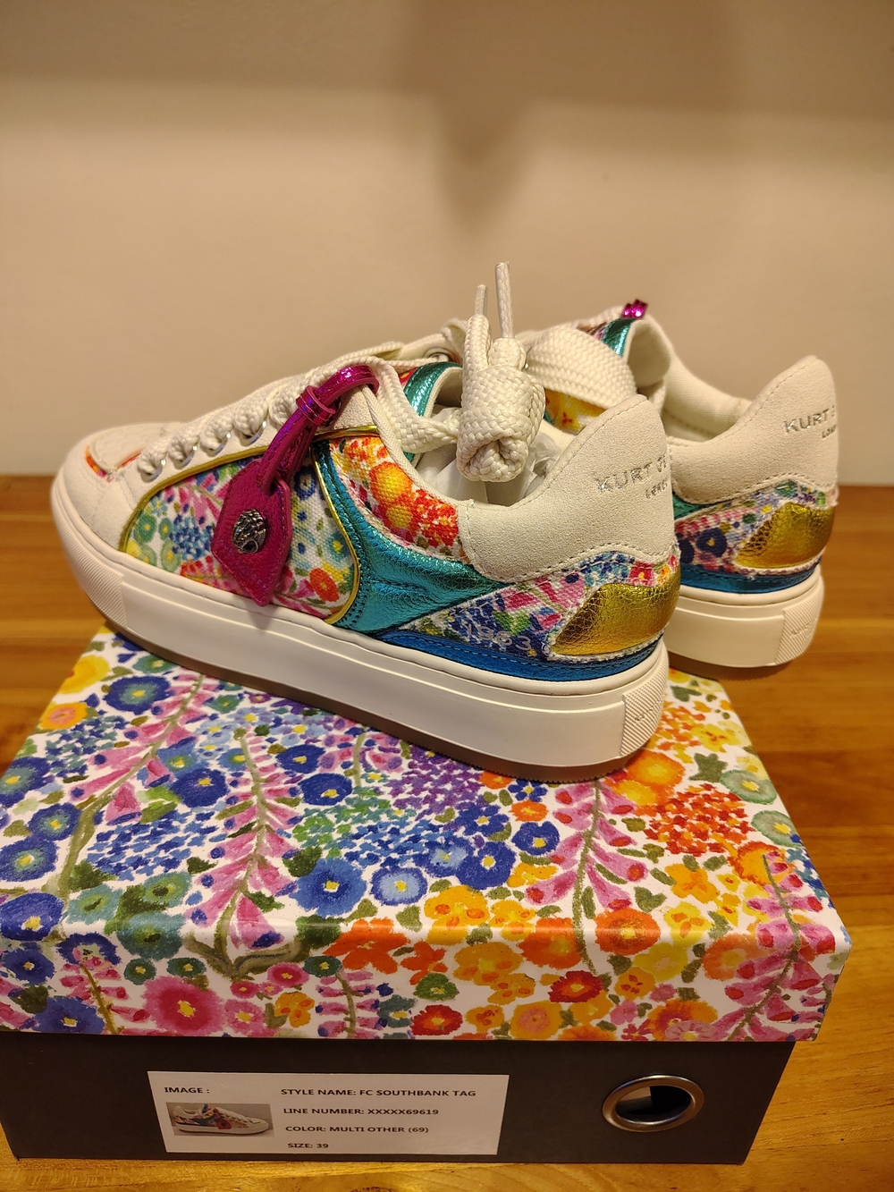 KURT GEIGER Floral Couture Sneakers NWT 39Eur/ 8-8.5 US - Picture 5 of 11
